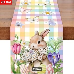 New Colorful Bunny and Flowers Table Runner 13x72 #1078-258